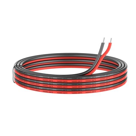 14 Gauge Electrical wire 2 Conductor parallel silicone wire 50ft [Black ...