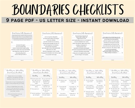 Setting Boundaries Checklists PDF / Printable Self-assessment ...