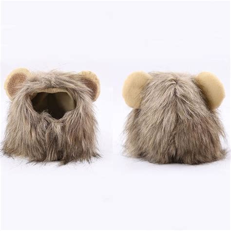 Buy EeXUAN Pet Hat Cat Costume Cosplay Lion Mane Wig Cap with Ears ...