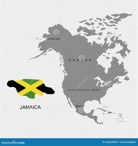 Territory Of Jamaica On North America Continent Map On The Grey Background Cartoon Vector ...