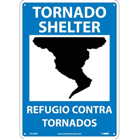 Notice Signs; Tornado Shelter (Graphic), Bilingual, 14X10, Rigid ...