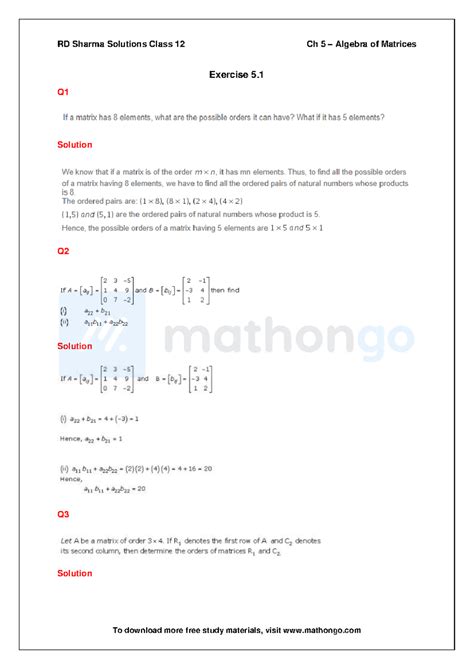 RD- Sharma- Class 12 Chapter 05 Algebra of Matrices - Mathematics ...