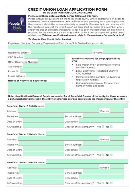 Credit Union Loan Application Form