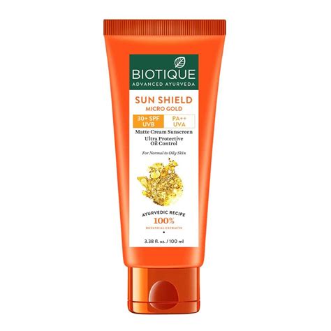 Biotique Sun Shield Micro Gold 30+Spf Matte Cream Sunscreen Ulra ...