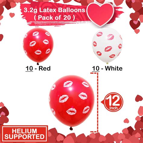 Buy Red and White Kiss Balloons - 20 Pieces | Latex Red Lip Balloons ...