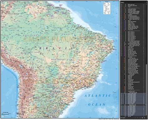 Digital vector Brazil Deluxe Political Road & Rail Map plus land and ... - railway map of brazil