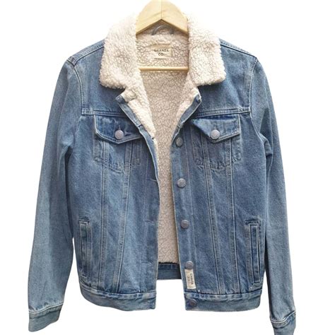 GHANDA Size 10 Sherpa Fleece Lined Denim Jacket (s)