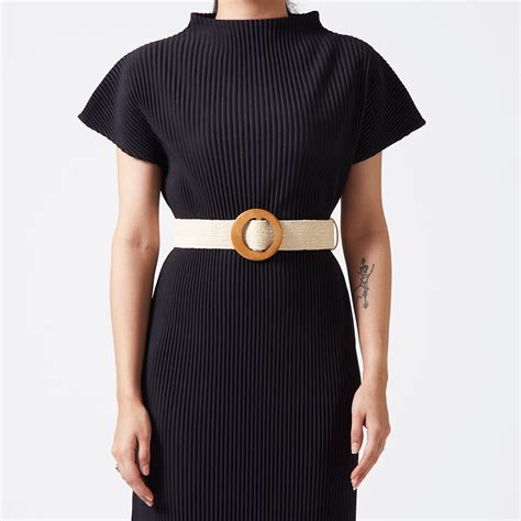 Buy Ivory Elastic Ratan Wood Buckle Belt for Women