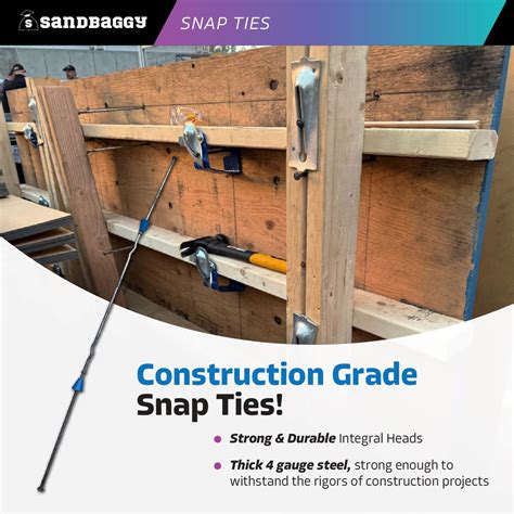 16" x 8¼" Long End Snap Ties For Concrete Forms - 1" Cone – Sandbaggy
