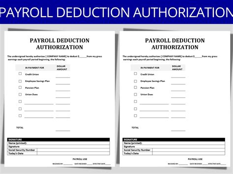 Payroll deduction authorization form editable ms word template – Artofit
