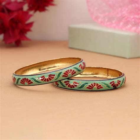 Multi Color Hand Painted Meenakari Bangle Ideal For Ethnic Outfit Pair ...