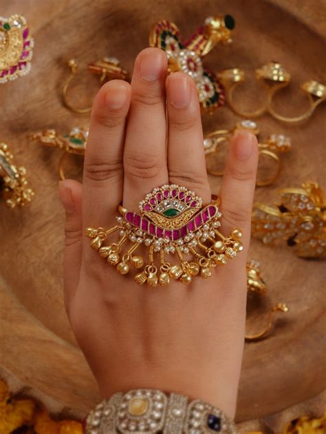 Buy Jadau Kundan Rings Online | Big Kundan Rings | Gold Plated Rings ...