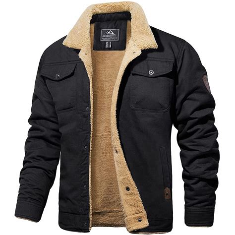 Sherpa-Lined Casual Jacket with Button Closure, Chest and Side Pockets ...
