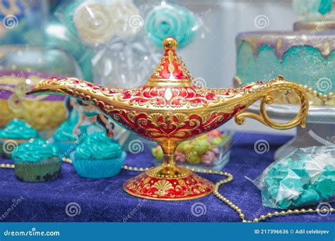 Aladdin`s Golden Lamp On A White Background. Etched Lamp Images ...