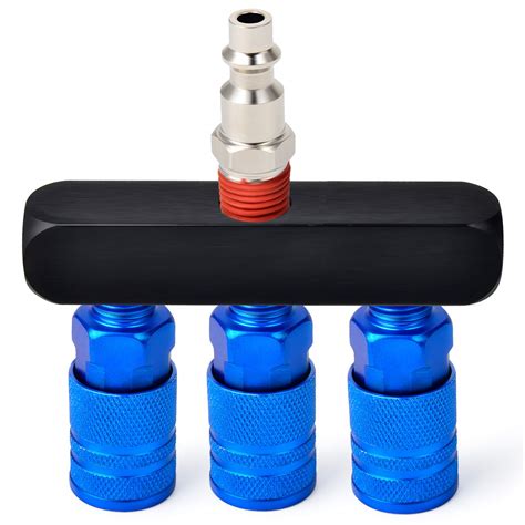 Taisher 3 Way Straight Air Manifold 4 Ports Aluminum Industrial ...