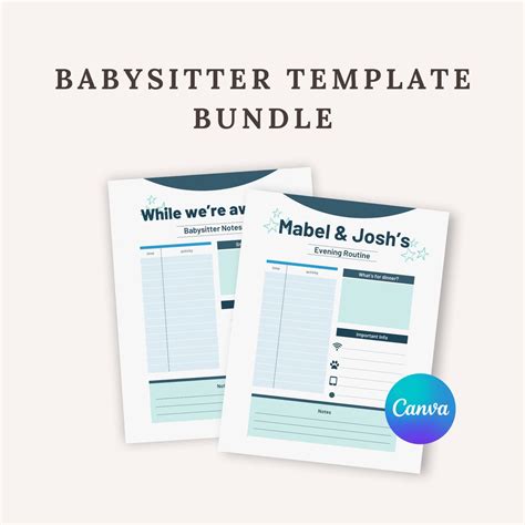 Babysitter Template Bundle - INSTANT DOWNLOAD - Customizable and ...