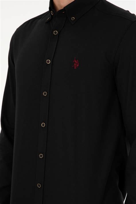 U.S. Polo Assn. Men's Black Long Sleeve Basic Shirt 50296757 -Vr046 ...