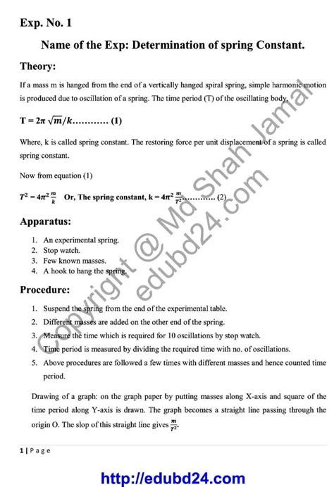 Image result for Determining Spring Constant From Projectile Flight