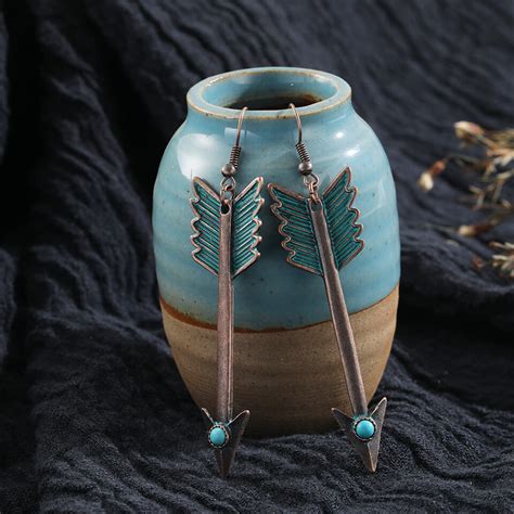 Long Oxidised Earrings with Turquoise Stone | Zuzu's Trove – Zuzus Trove