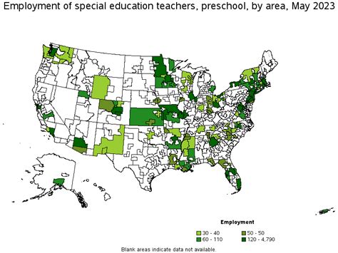 Map of employment of special education teachers, preschool by area, May ...