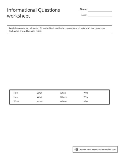 General Question Worksheet 的图像结果
