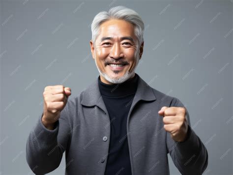 Premium AI Image | 50 year old asian man emotional dynamic pose