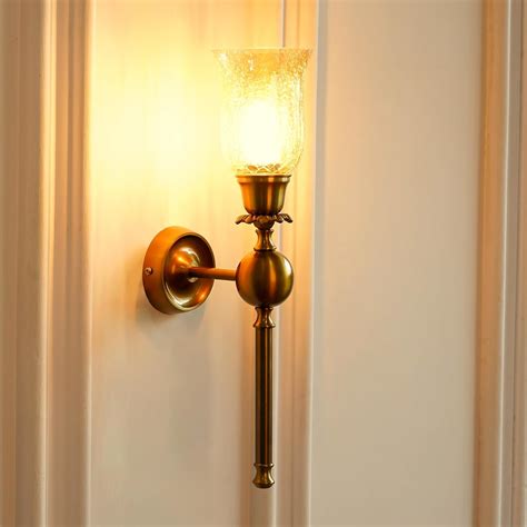 Divine Trends Brass Antique Finish Wall Lamp with Crackled Glass Golden ...