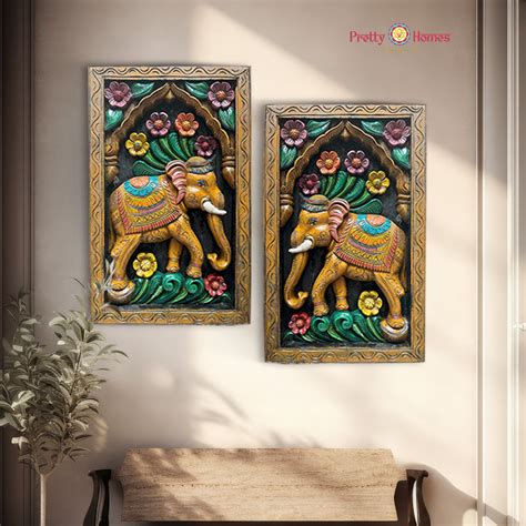 Elephant Vertical Wood Panels (Pair) – Pretty Homes India