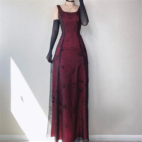 Y2k red black beaded formal dress goth prom dress 🖤... - Depop | Goth ...