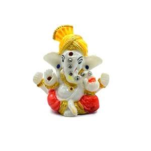Puja N Pujari Pagadi Ganesha Ganapati White Stone Idol Showpiece for ...