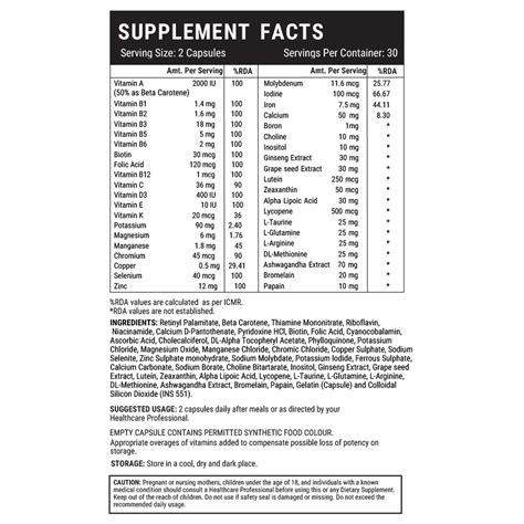 Inlife Multivitamin & Minerals For Men, 60 Capsules Price, Uses, Side ...