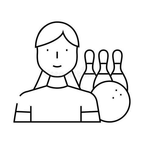 Bowling Female Sport Line Icon Vector Illustration Stock Illustration ...