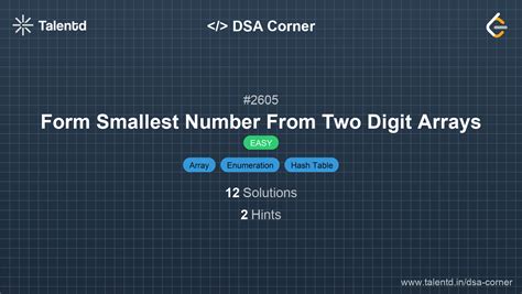 Form Smallest Number From Two Digit Arrays - DSA Problem | Talentd