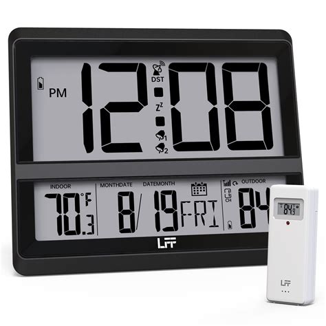 Atomic Clock with Large Display, Indoor/Outdoor Thermometer, Date ...