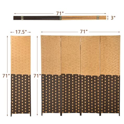 Room Dividers: 71'' W x 71'' H 4 - Panel Solid Wood Folding Room Divid ...