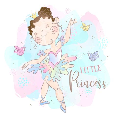 Little Princess ballerina dancing. Sweet girl. Vector 601899 Vector Art ...