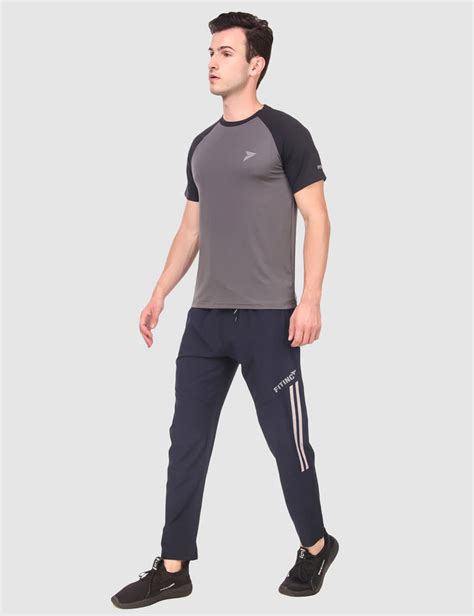 Fitinc NS Lycra Dryfit Navy Blue Track Pants with Zipper Pockets – FITINC