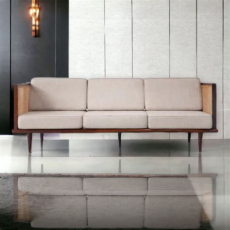 Bard 3 Seater Solid Wood & Rattan Sofa – Nismaaya Decor