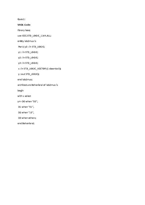 COA 4 - ............ - Ques1: VHDL Code: library ieee; use IEEE.STD ...