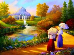 lakes pond water art house nature painting HD Wallpaper on Art Paper ...