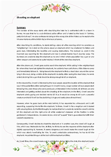 Shooting An Elephant Summary And Analysis at Bobby Gibson blog
