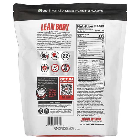 Labrada Nutrition, Lean Body, Protein Shake Drink Mix, Strawberry, 2.47 ...