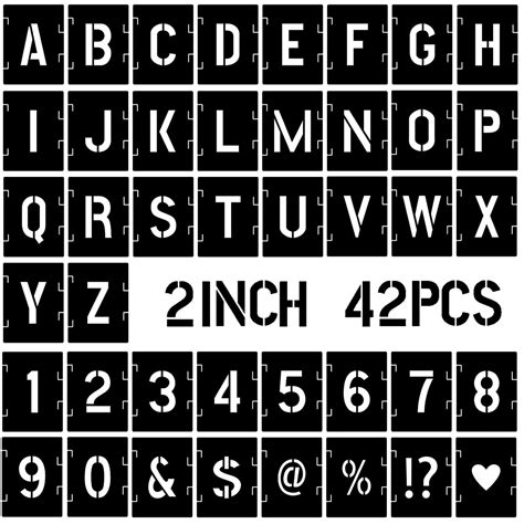 Buy 2 Inch Letter Stencils Symbol Numbers Craft Stencils, 42 Pcs ...