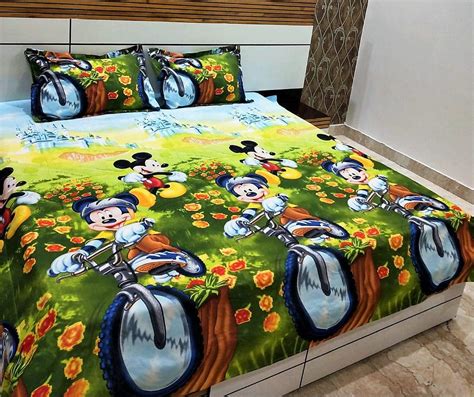 BhaiJi Kids Cartoon Bedsheet for Double Bed, Mickey Mouse Print ...