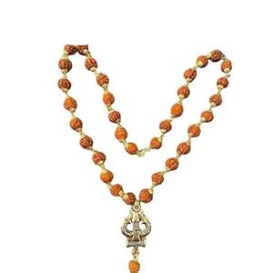Buy dharmik Bholenath Trishul Locket With Panchmukhi Rudraksha Mala ...
