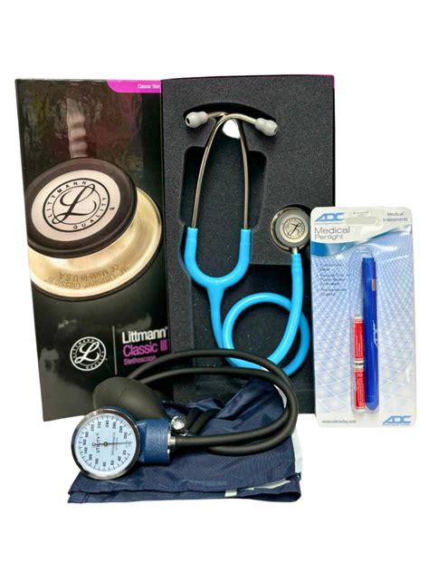 Littmann Nursing Kit – Classic III Stethoscope, BP Cuff & Pen Light ...