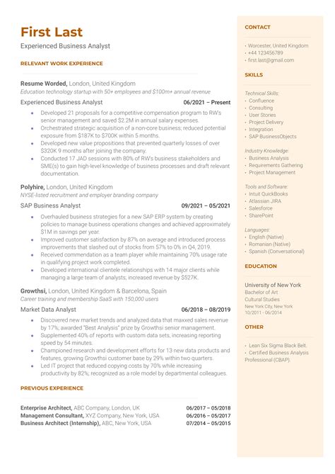 15 Business Analyst Resume Examples for 2026 | Resume Worded