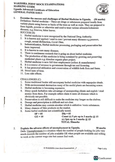Wakisha Joint MOCK Examinations Making Guide General Paper - Bachelor ...