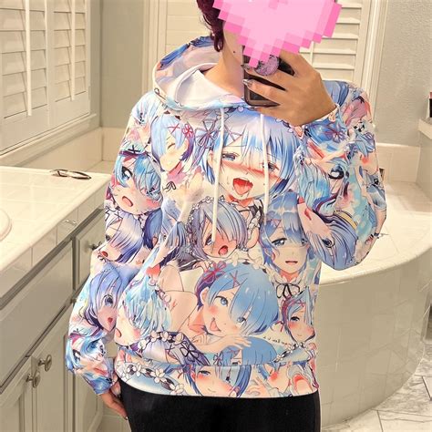 Women's Blue and White Hoodie | Depop