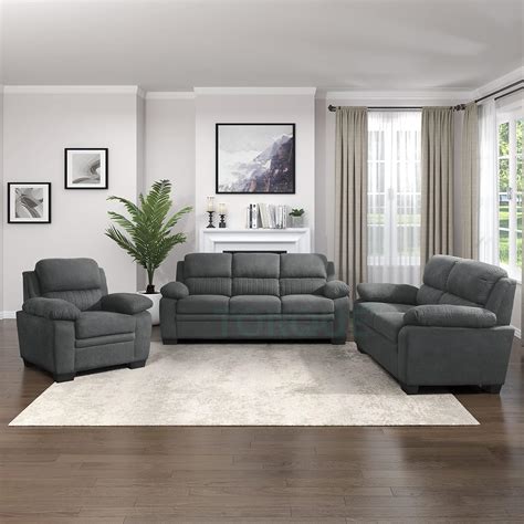 Torque - Jett 6 Seater Fabric Sofa (3+2+1 Seater, Dark Grey) | 6 Person ...